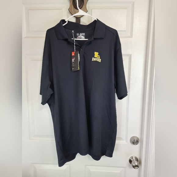 (844) Under Armour Men's Xavier University Polo Shirt, Size: 2XL Color Black - Picture 1 of 16